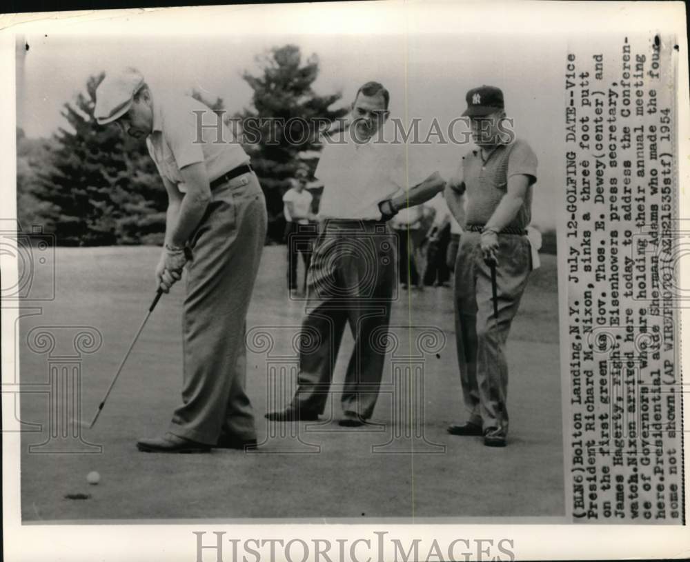 1954 Vice President Nixon playing golf with politicians. New York-Historic Images