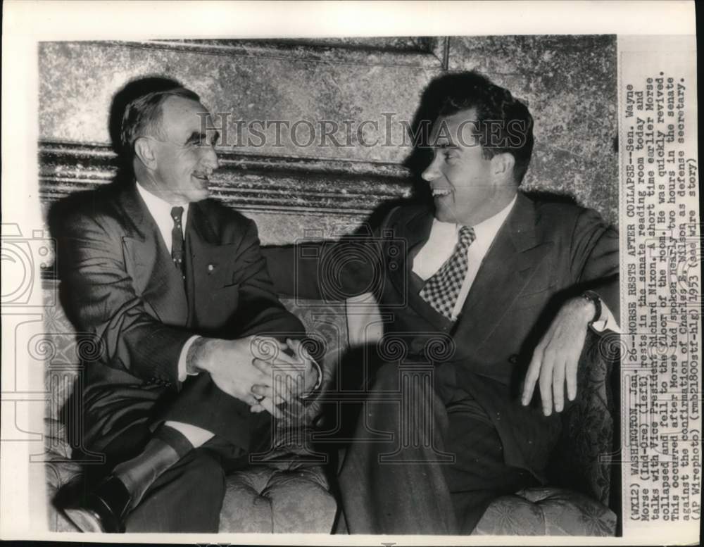 1953 Vice President Richard Nixon chats with Senator Wayne Morse, DC-Historic Images