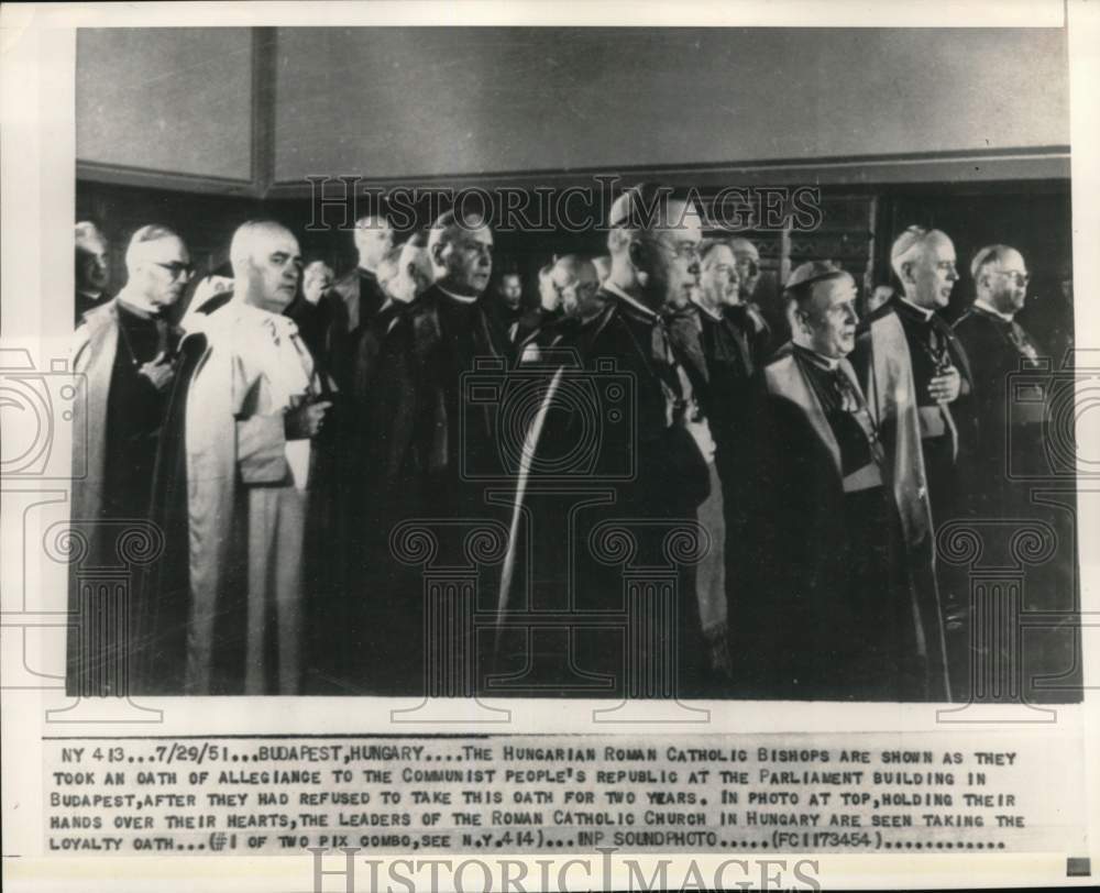 1951 Hungarian Roman Catholic Bishops take an oath in Budapest-Historic Images