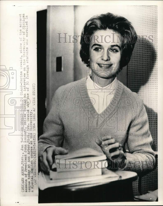 1964 Mrs Lee Harvey Oswald in an interview at University of Michigan-Historic Images