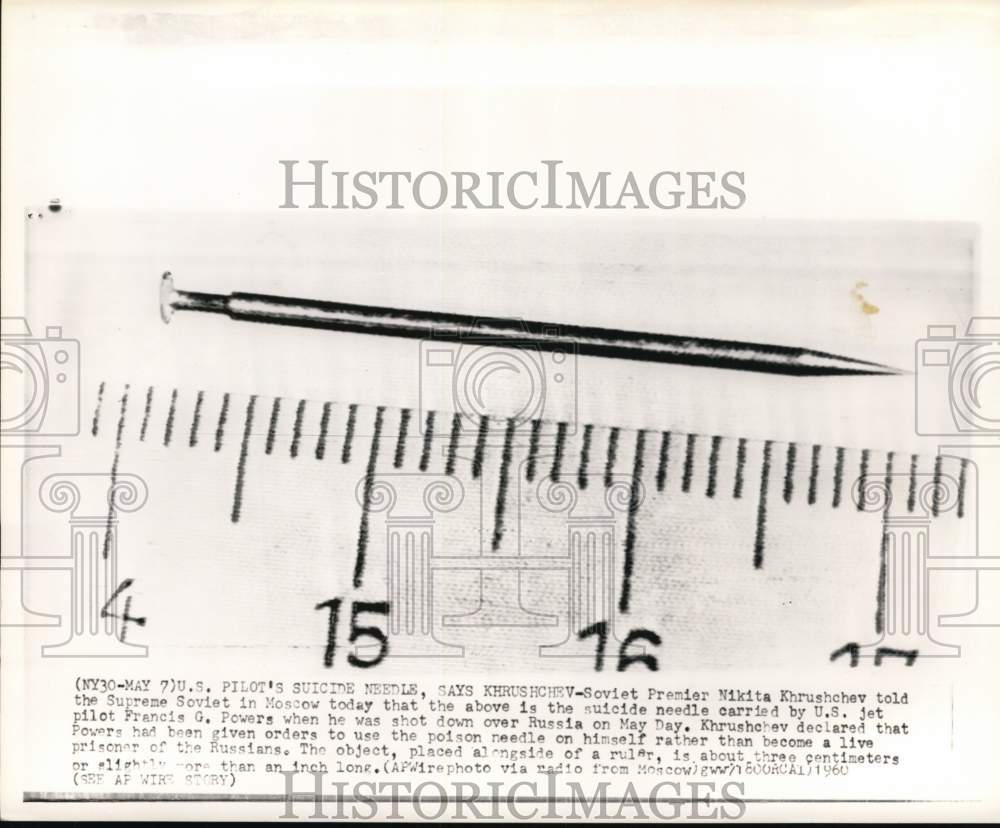 1960 Pilot Francis G. Powers' suicide needle, Russia-Historic Images