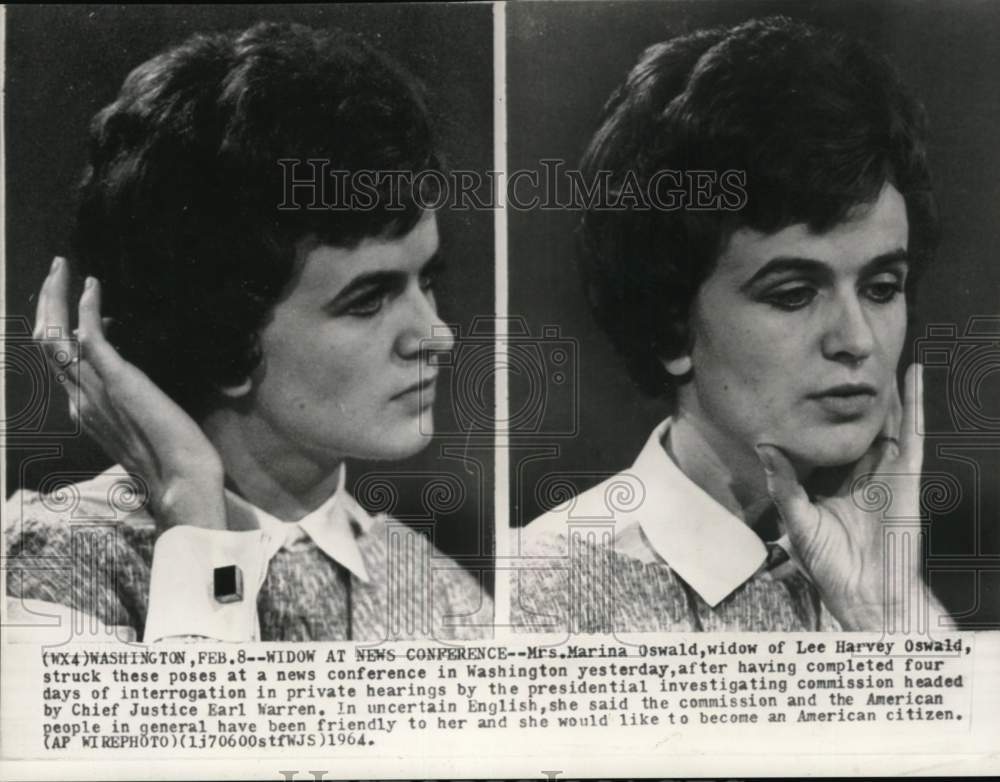 1964 Widow Mrs. Marina Oswald at news conference after Washington-Historic Images