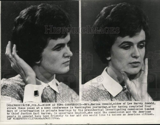 1964 Widow Mrs. Marina Oswald at news conference after Washington-Historic Images