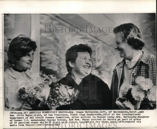 1962  Soviet Women's Committee's Olga Bondarenko & others, Moscow-Historic Images