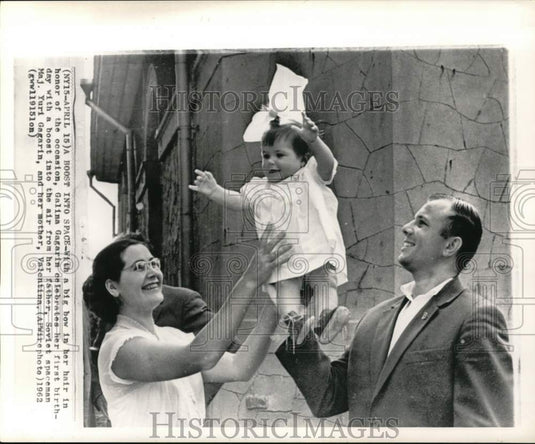 1962 Yuri Gagarin & wife celebrate daughter's first birthday, Russia-Historic Images