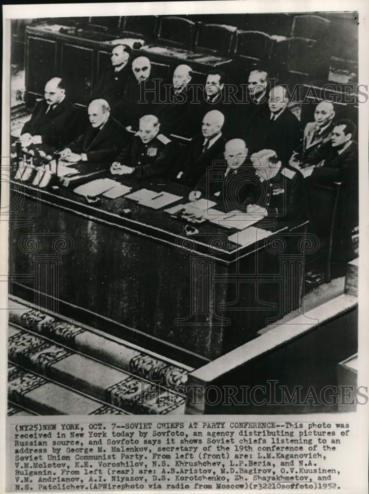 1952 Soviet chiefs listen to an address by George M Malenkov, Russia-Historic Images