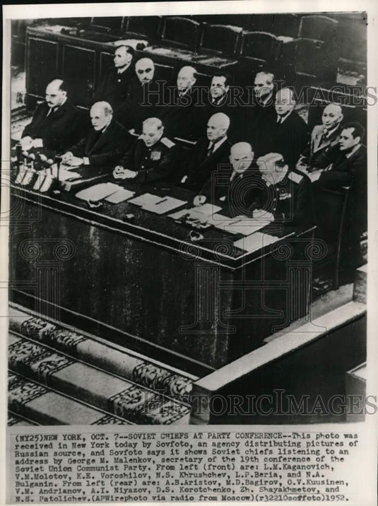 1952 Soviet chiefs listen to an address by George M Malenkov, Russia-Historic Images