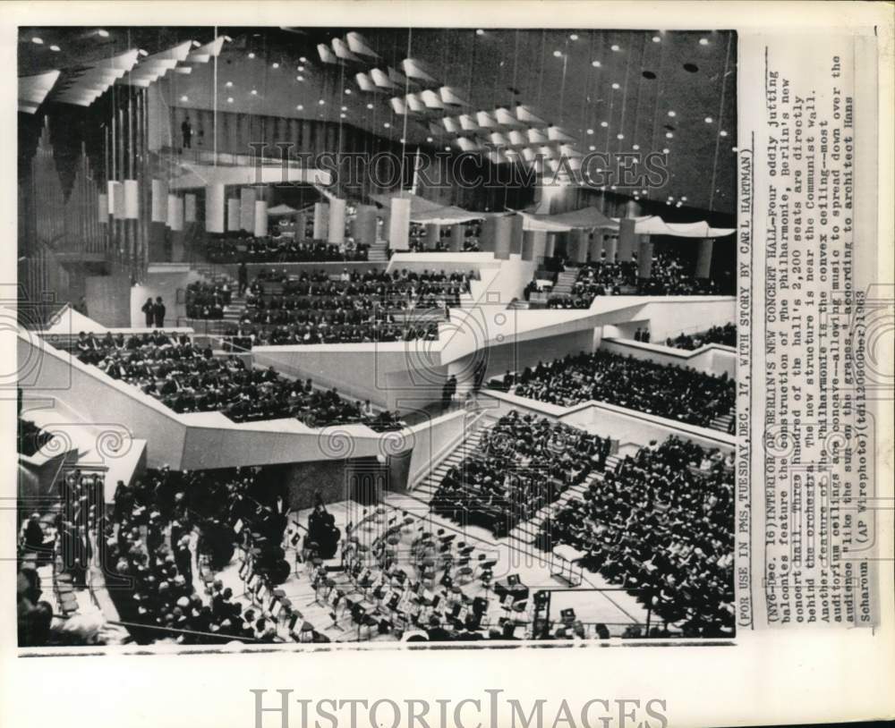 1963 People inside Philharmonic concert hall, Berlin, Germany-Historic Images