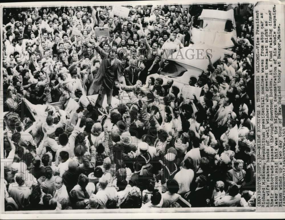 1960 Vice President Richard Nixon campaigns to huge crowd in Boston-Historic Images