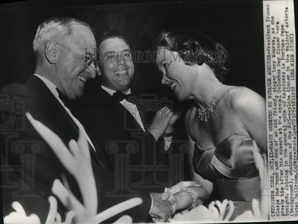 1952 President Harry S Truman, Fortune Pope, Lucy Monroe, New York-Historic Images