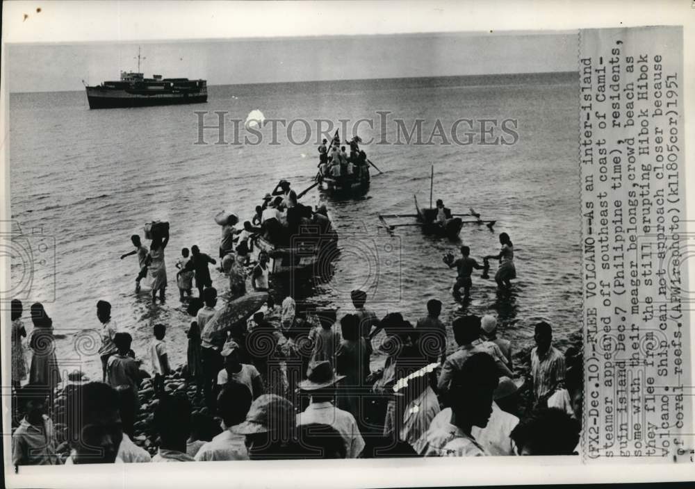 1951 People evacuate from Hibok Hibok Volcano, Philippines-Historic Images