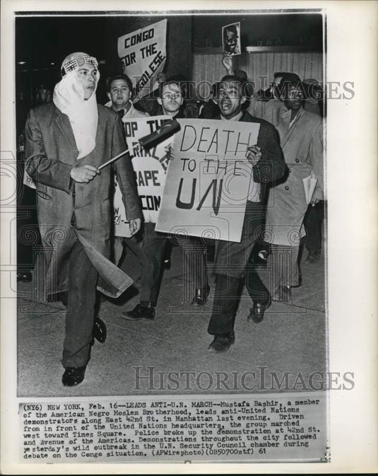 1961 Mustafa Bashir & protesters against United Nations, New York-Historic Images