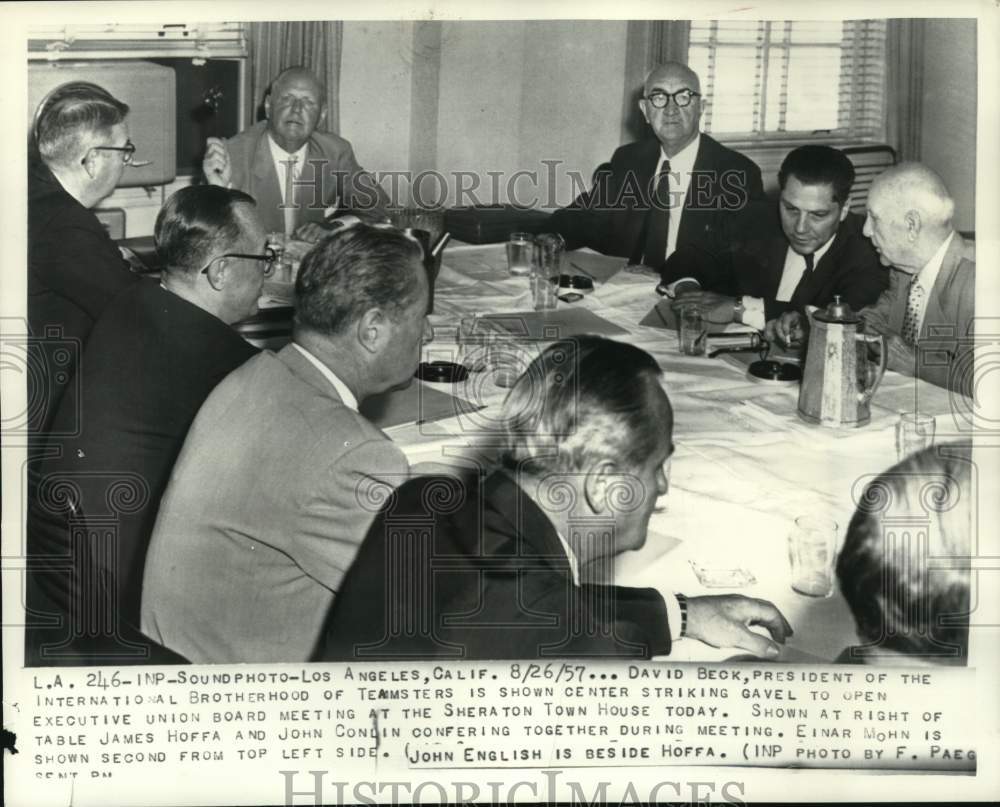 1957 Teamsters Union officials, executive board meeting, California-Historic Images
