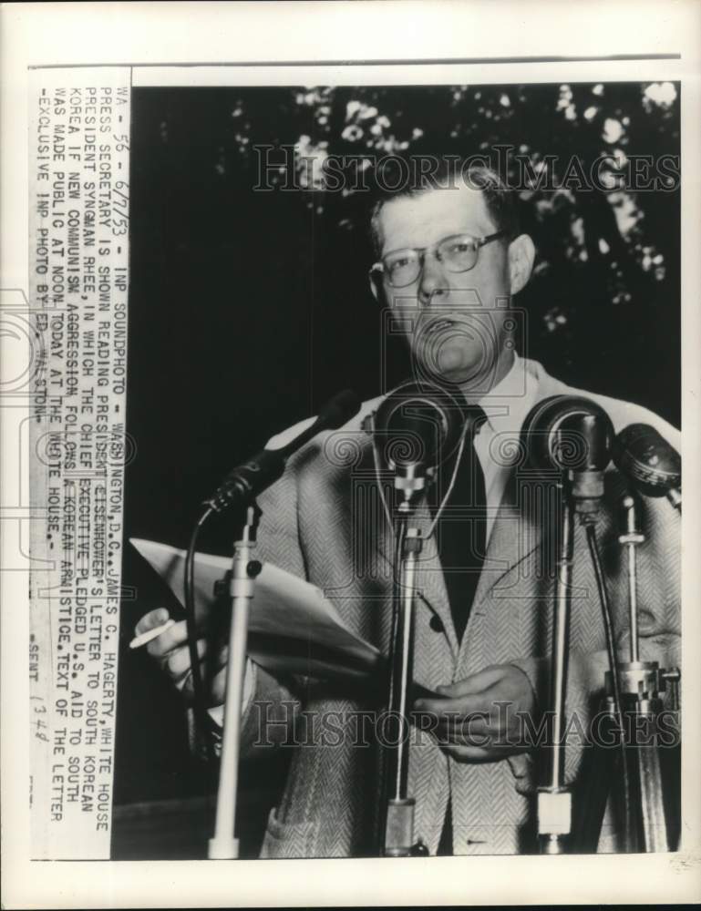 1953 Press Photo James C. Hagerty, White House Press Secretary, Washington, DC - Historic Images