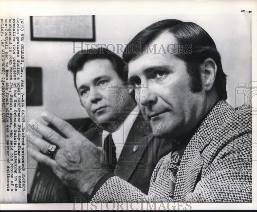 1972 Press Photo New Orleans Saints officials Richard Gordon & John Mecom Jr, LA - Historic Images