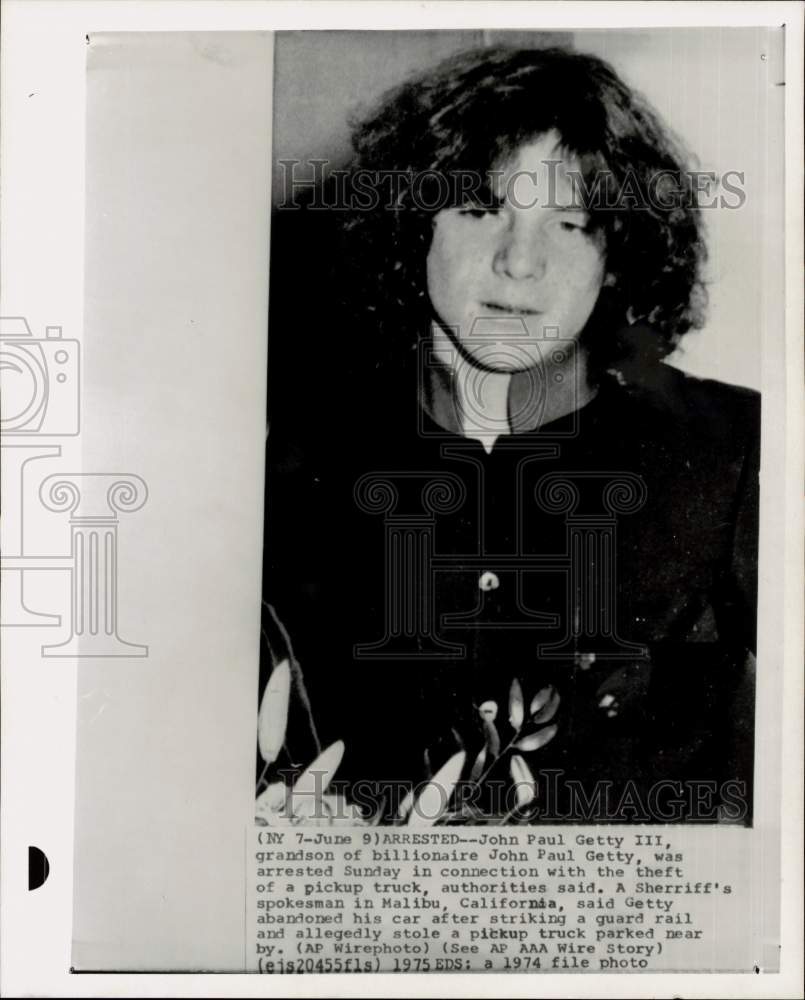 1974 Press Photo Billionaire&#39;s grandson, John Paul Getty III - piw26719 - Historic Images