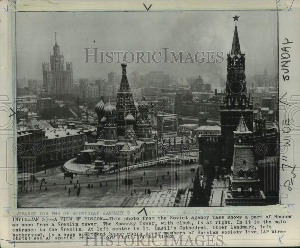 1962 Aerial View of St Basil&#39;s Cathedral in Moscow Russia - Historic Images