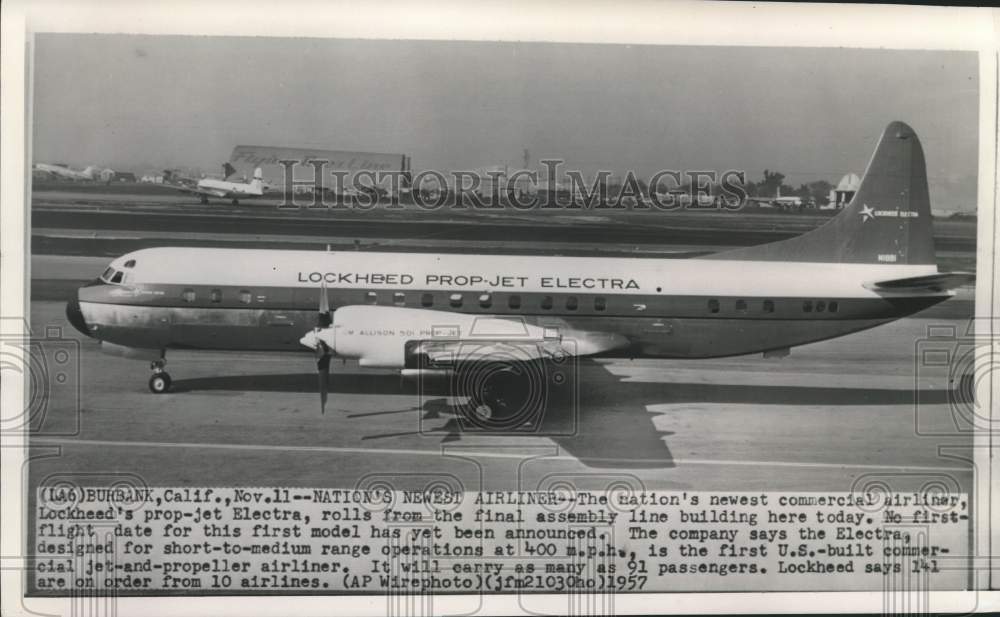 1957 Lockheed Propeller Jet Electra Airplane in Burbank California-Historic Images