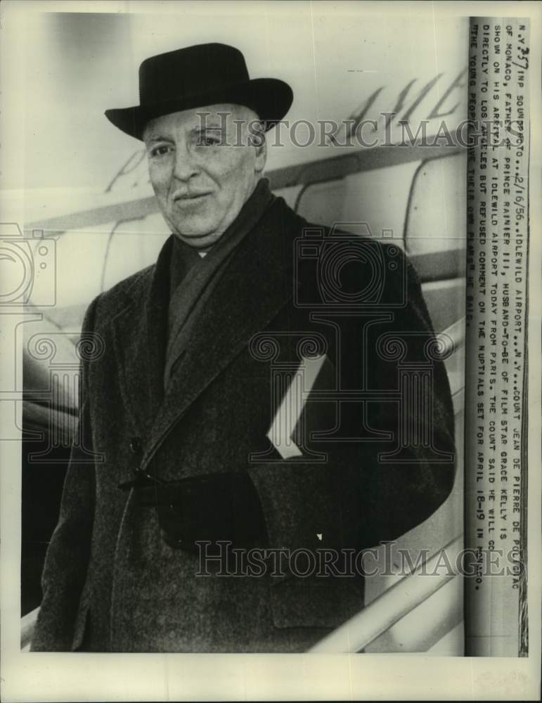 1956 Count Jean De Pierre De Polignac arrives, Idlewild Airport, NY-Historic Images