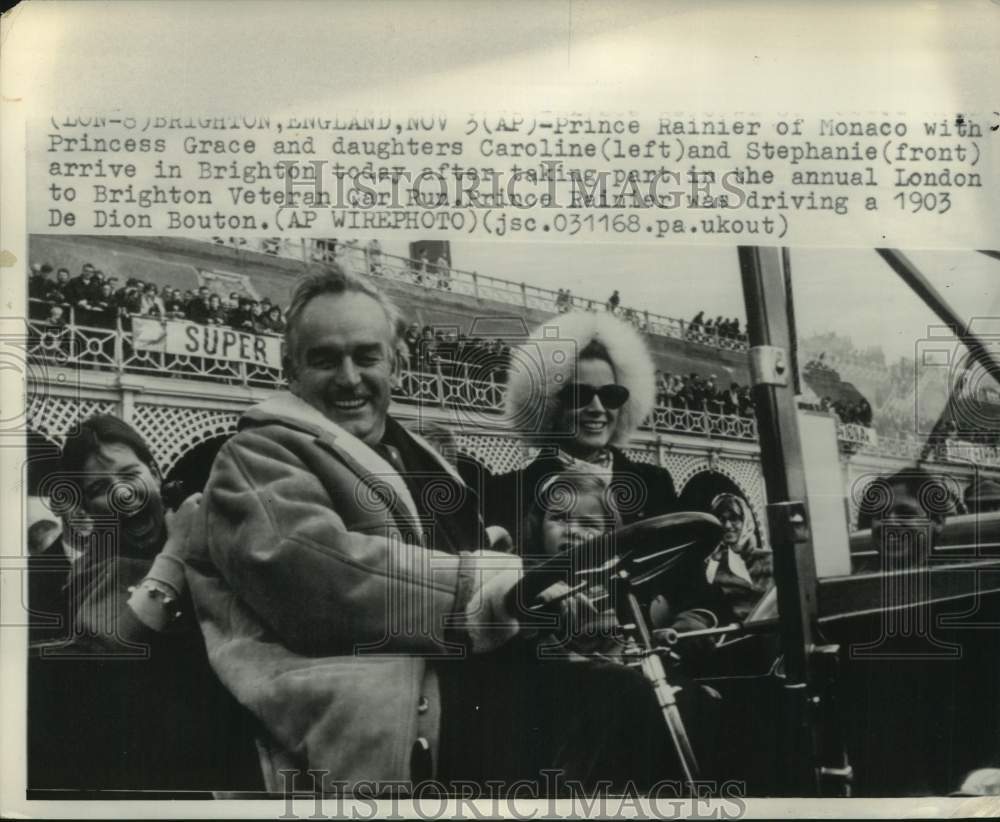 1968 Monaco Prince Rainier III & family arrive in Brighton, England-Historic Images