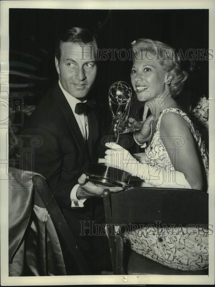 1956 Singer Dinah Shore with Emmy Award In Hollywood with Husband-Historic Images
