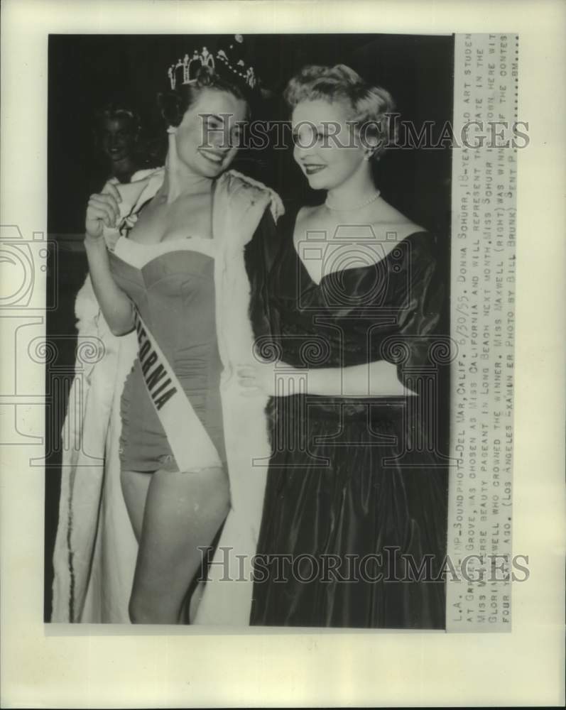 1955 Gloria Maxwell With Miss California Winner Donna Schurr-Historic Images