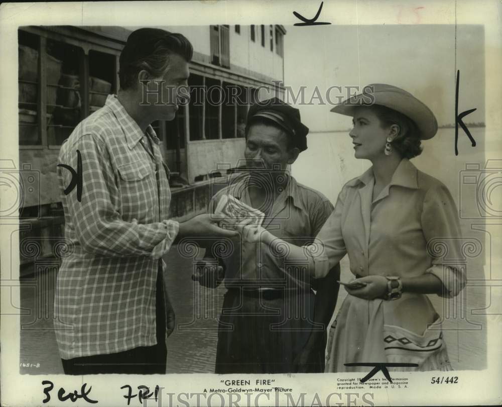 1955 Kelly And Co-Stars In Scene From "Green Fire"-Historic Images