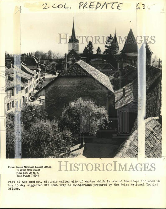 1963 Walled city of Murten popular tourist spot in Switzerland-Historic Images
