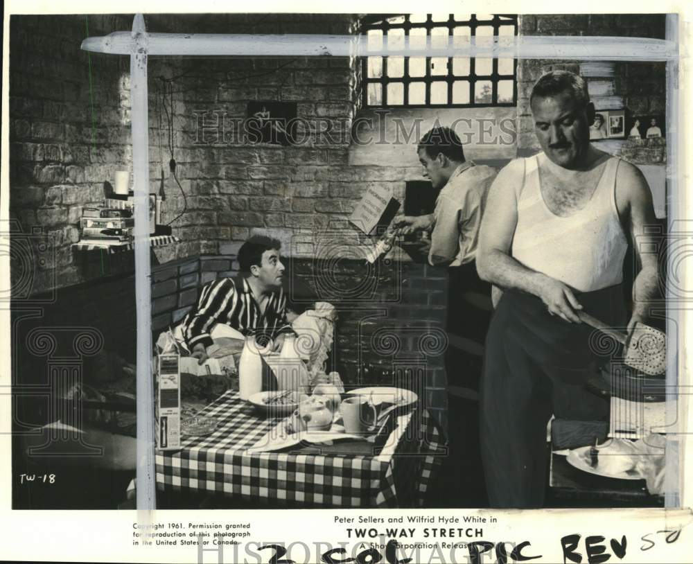 1961 Actor Peter Sellers & co-stars in scene from "Two-Way Stretch"-Historic Images