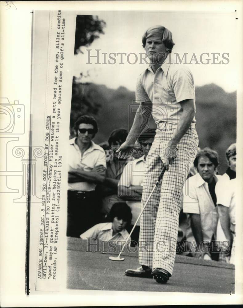 1974 Press Photo Johnny Miller during a golf match - pix11658- Historic Images