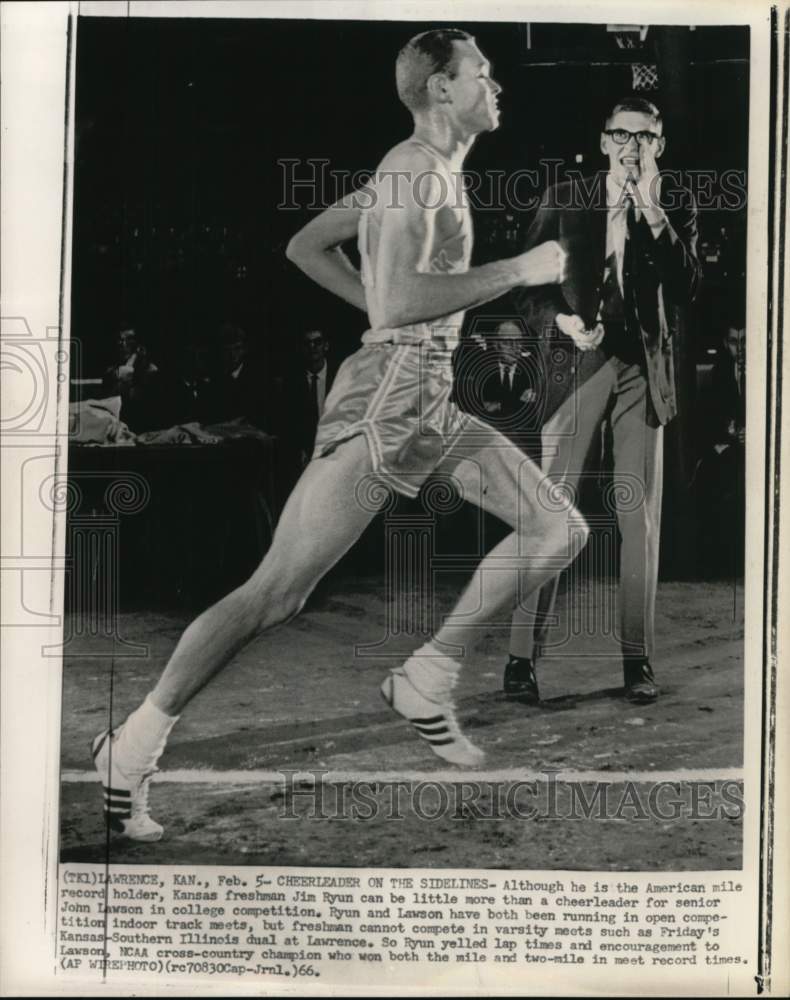 1966 Press Photo Runner John Lawson, Kansas-Southern Illinois Dual race, Kansas - Historic Images