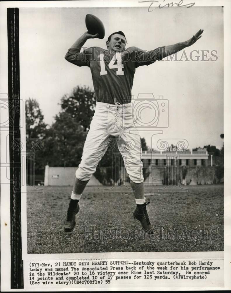 1955 Press Photo Wildcats&#39; football player Bob Hardy in action - pix12008 - Historic Images