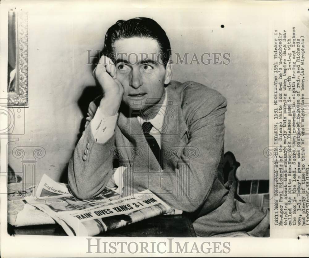 1951 Press Photo Chicago White Sox&#39; manager Paul Richards, New York - pix13029 - Historic Images