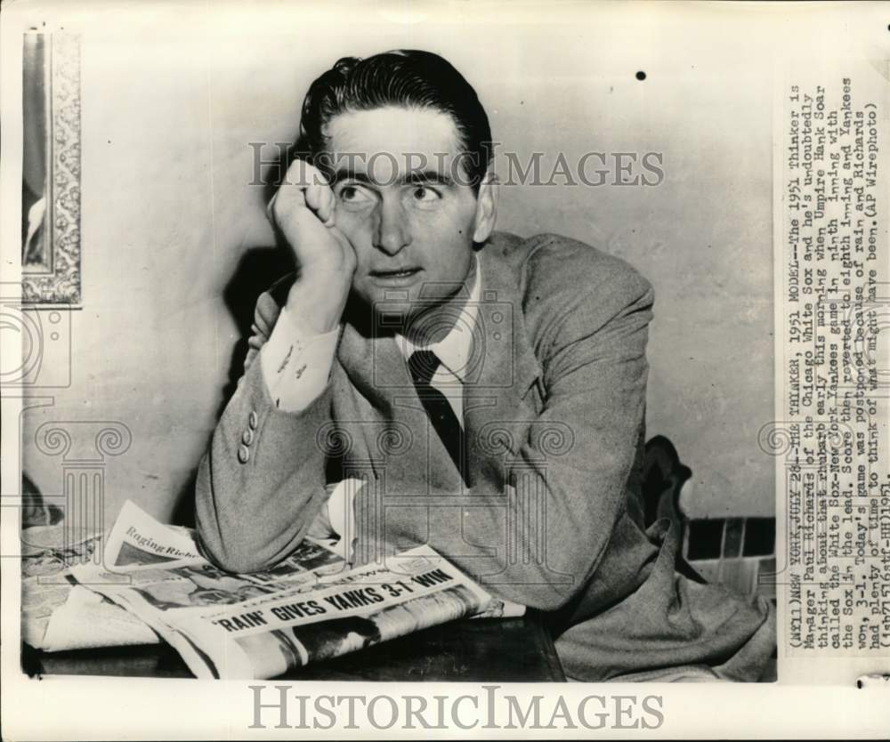 1951 Press Photo Chicago White Sox' manager Paul Richards, New York - pix13029 - Historic Images