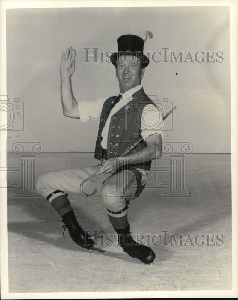 1979 Press Photo Ice skater comedian Mr. Frick &amp; cane - pix13131 - Historic Images