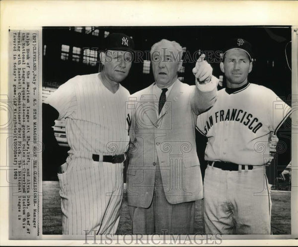 1963 Press Photo Baseball Commissioner Ford Frick, Ralph Houk & Alvin ...