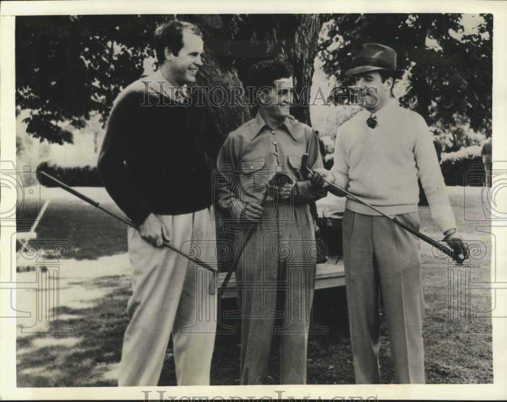 1938 Press Photo Golfers Ralph Guldahl, Frank Strafaci &amp; Harry Cooper, New York - Historic Images