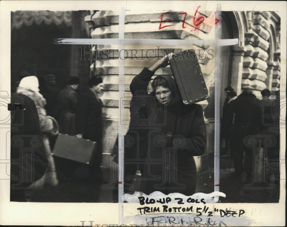 1954 Russian woman carrying a large pack, Red Square, Moscow, Russia-Historic Images