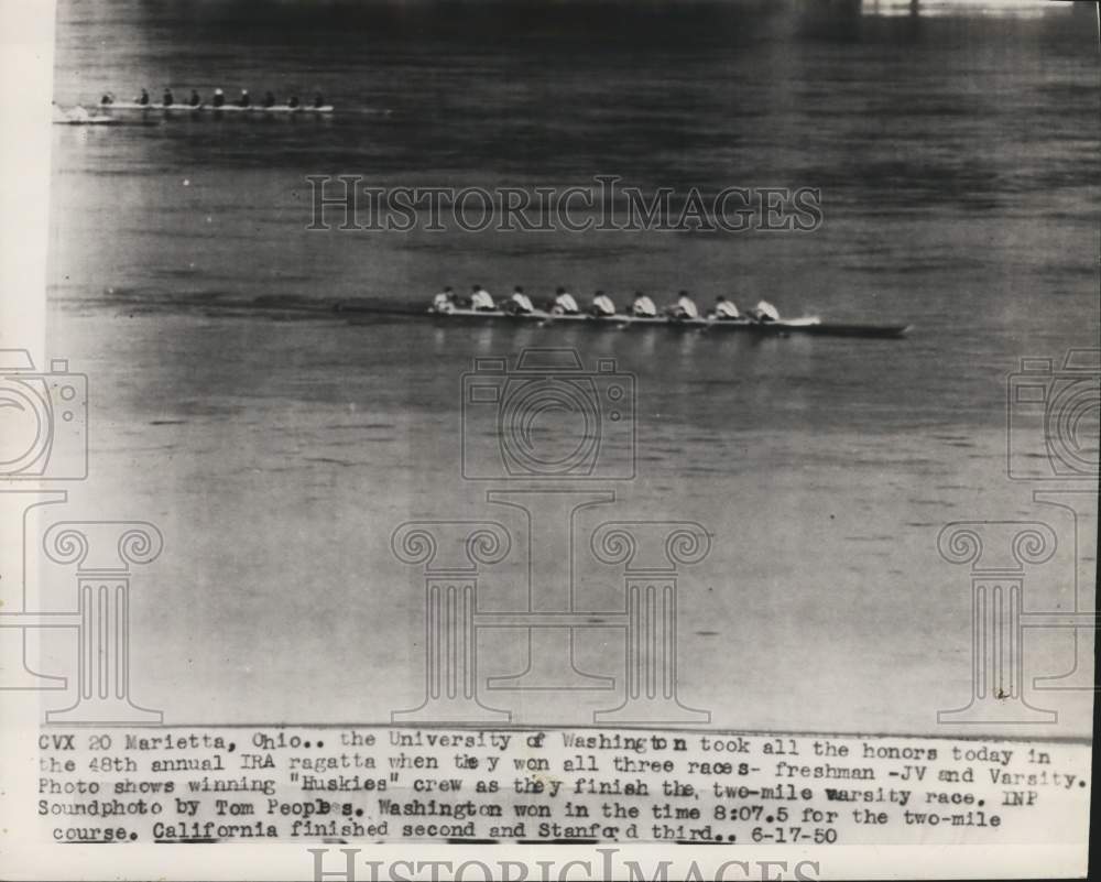 1950 Press Photo University of Washington wins Varsity crew race, Marietta, Ohio- Historic Images