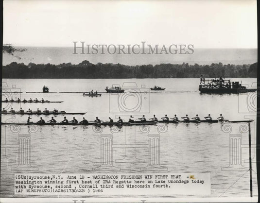 1964 Press Photo University of Washington crew race, Lake Onondaga, New York - Historic Images