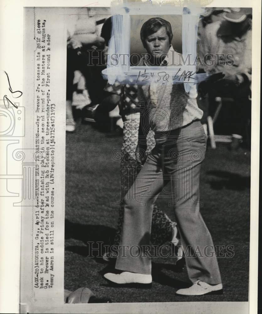 1973 Press Photo Gay Brewer Jr. in Masters golf tournament at Augusta, Georgia- Historic Images