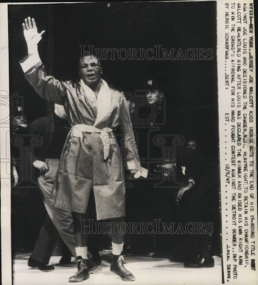 1947 Press Photo Boxer Joe Walcott after losing match with Joe Louis, New York - Historic Images