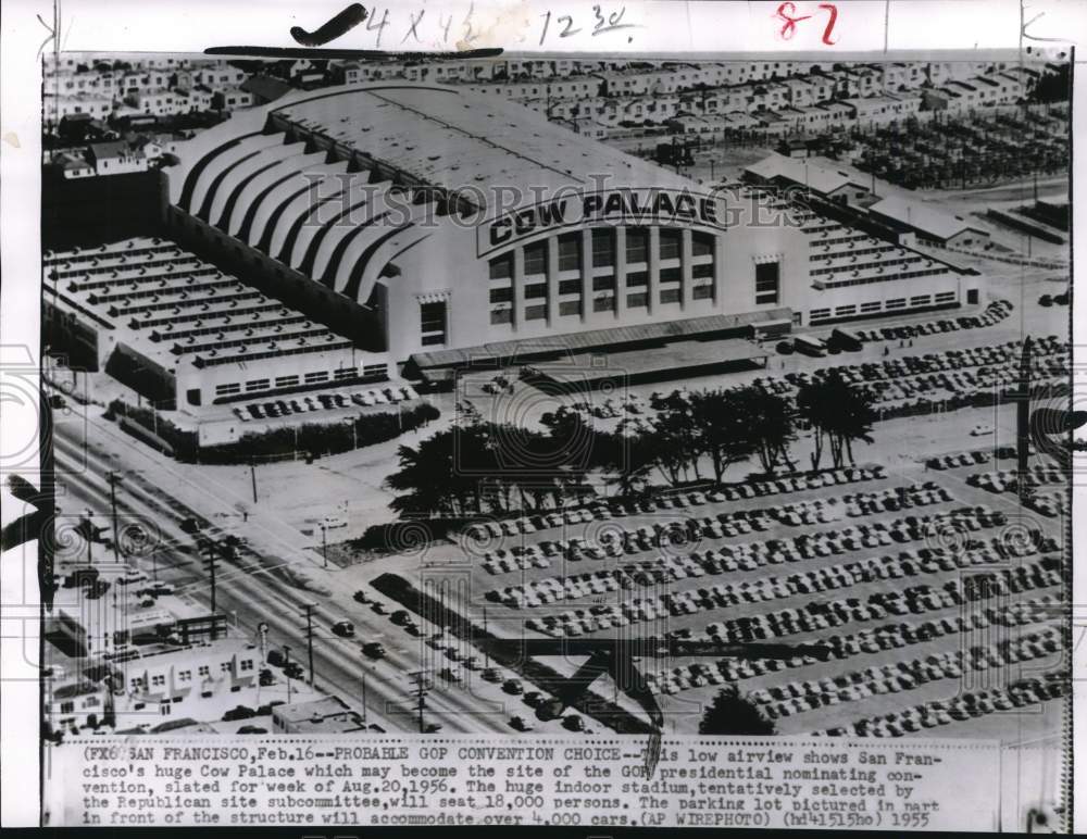 1955 Press Photo Aerial view of Cow Palace in San Francisco, California - Historic Images