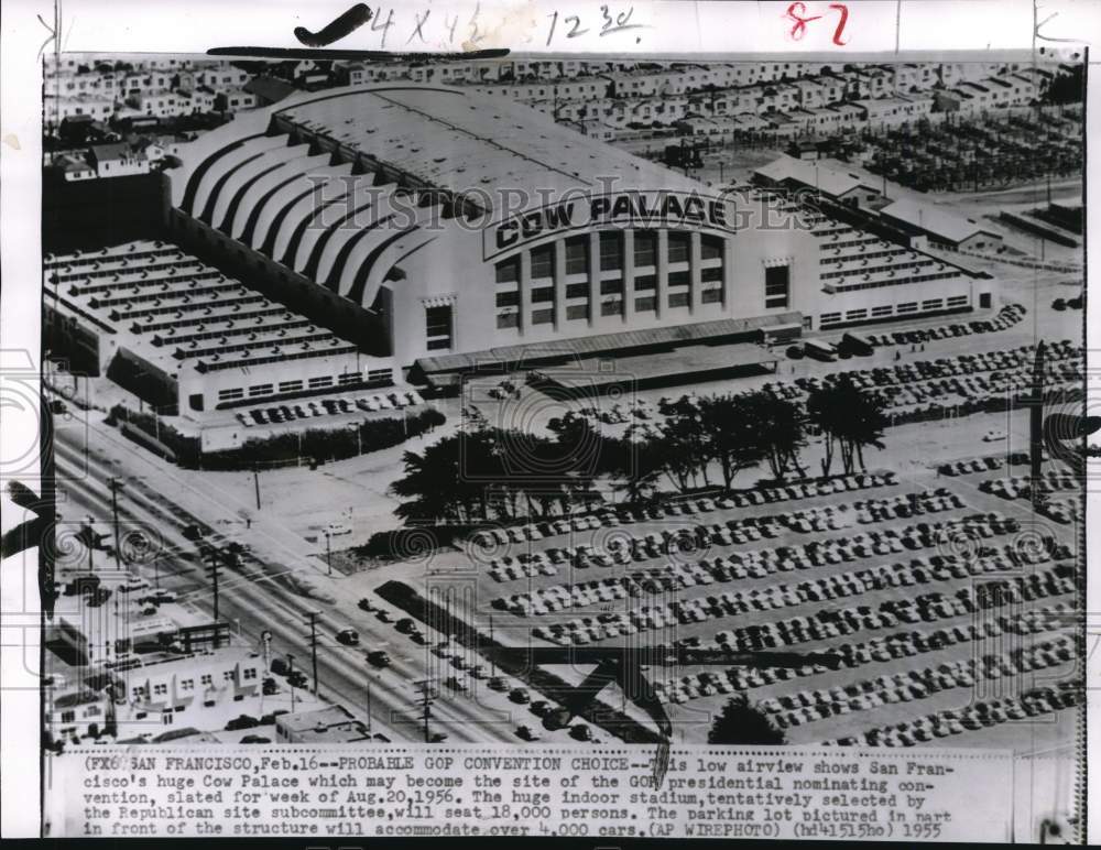 1955 Press Photo Aerial view of Cow Palace in San Francisco, California - Historic Images