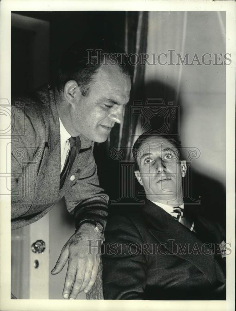 1937 Press Photo Joseph Curran &amp; Harry Bridges at union conference in New Jersey - Historic Images