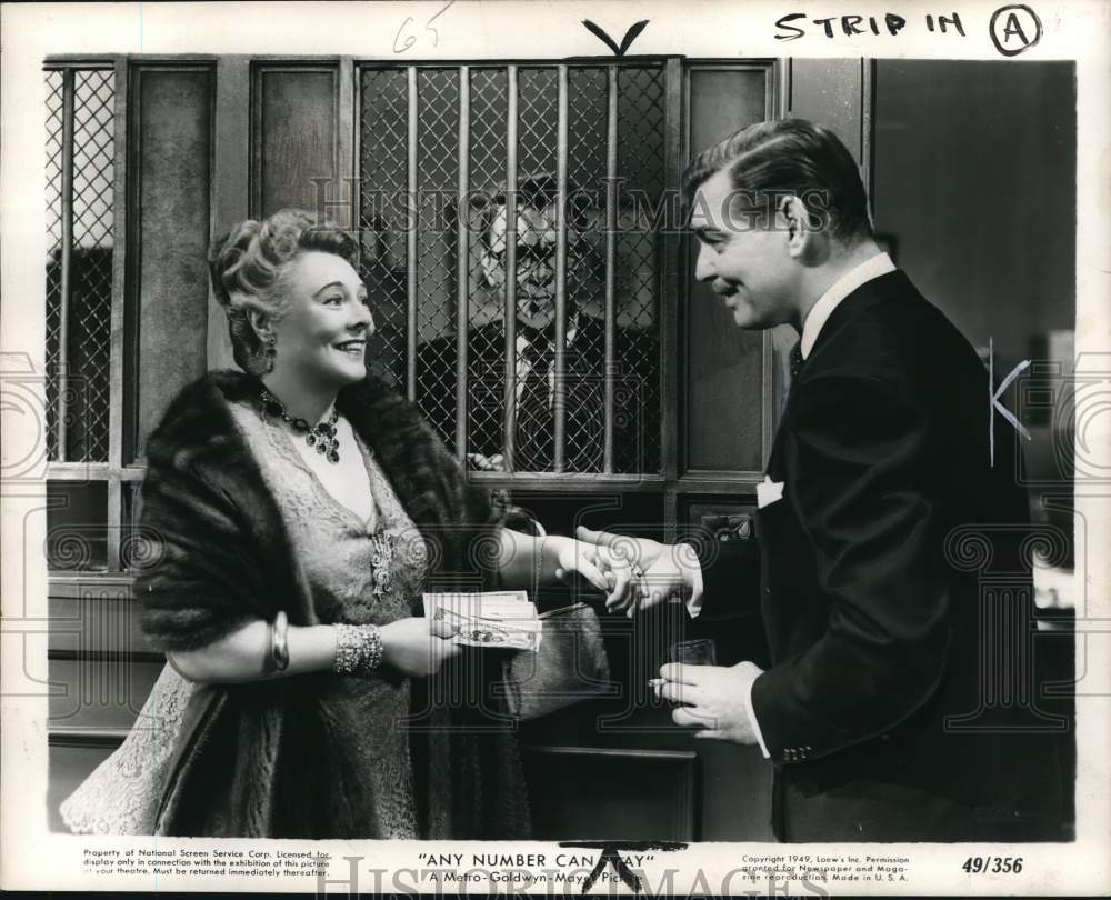 1949 Press Photo Actors Marjorie Rambeau &amp; Clark Cable in &quot;Any Number Can Play&quot;- Historic Images