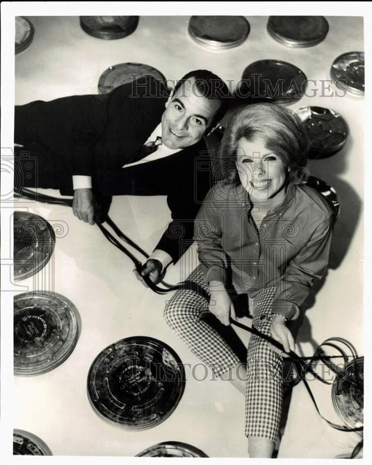 Press Photo Host George Fenneman & Cathy Bartlett on "Your Funny Funny Films" - Historic Images