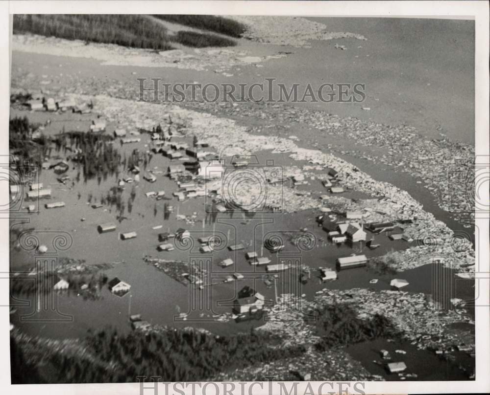 1949 Press Photo Aerial view of ice jam by Yukon River at Fort Yukon, Alaska- Historic Images