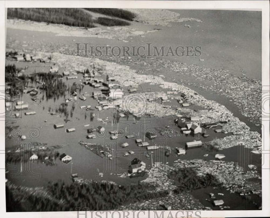 1949 Press Photo Aerial view of ice jam by Yukon River at Fort Yukon, Alaska- Historic Images