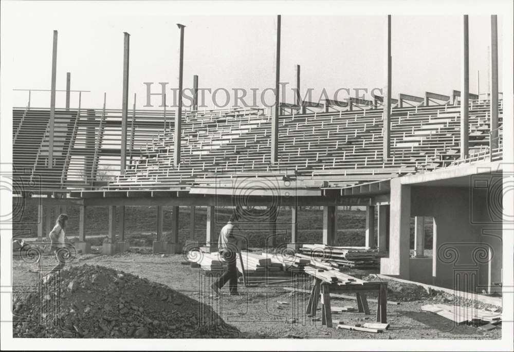 1987 Press Photo Riverside Stadium Construction at City Island in Harrisburg - Historic Images